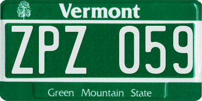 VT license plate ZPZ059