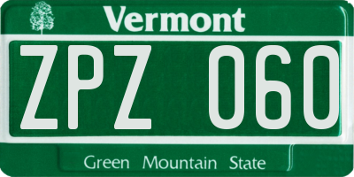 VT license plate ZPZ060