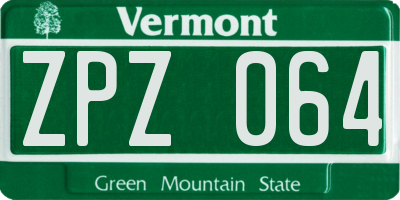VT license plate ZPZ064
