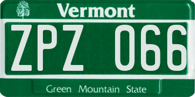 VT license plate ZPZ066