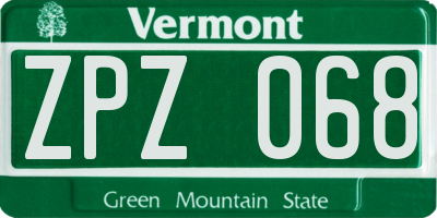 VT license plate ZPZ068