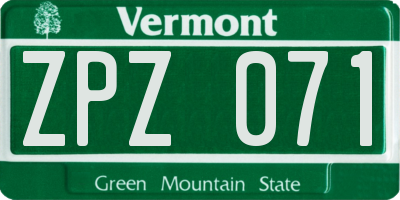 VT license plate ZPZ071