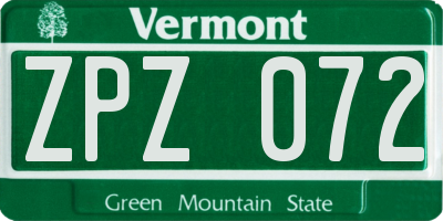 VT license plate ZPZ072