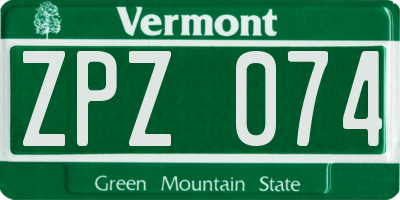 VT license plate ZPZ074
