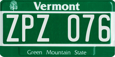 VT license plate ZPZ076