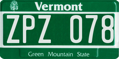 VT license plate ZPZ078