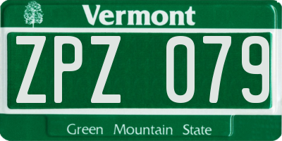 VT license plate ZPZ079