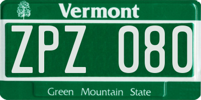 VT license plate ZPZ080