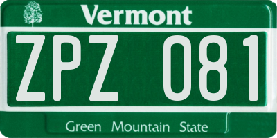 VT license plate ZPZ081