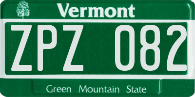 VT license plate ZPZ082