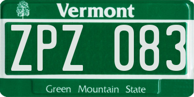 VT license plate ZPZ083