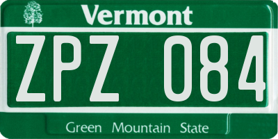 VT license plate ZPZ084
