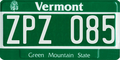 VT license plate ZPZ085