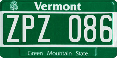VT license plate ZPZ086