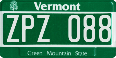 VT license plate ZPZ088