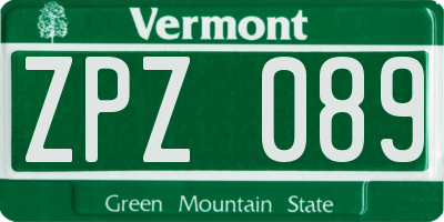 VT license plate ZPZ089