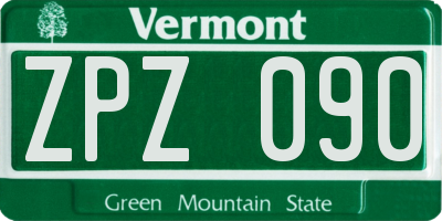 VT license plate ZPZ090