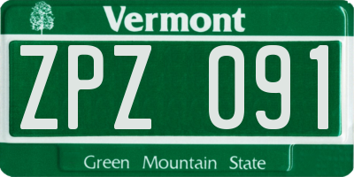 VT license plate ZPZ091