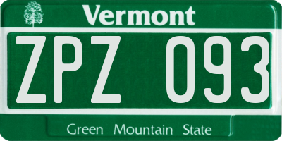 VT license plate ZPZ093