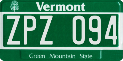 VT license plate ZPZ094