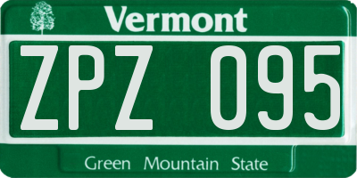 VT license plate ZPZ095