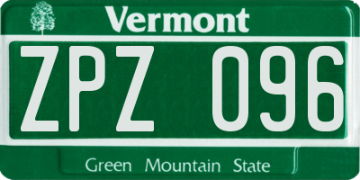 VT license plate ZPZ096