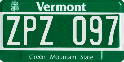 VT license plate ZPZ097
