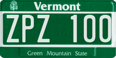 VT license plate ZPZ100