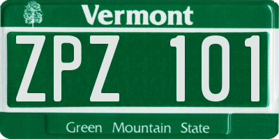 VT license plate ZPZ101
