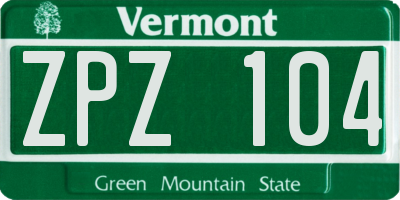 VT license plate ZPZ104