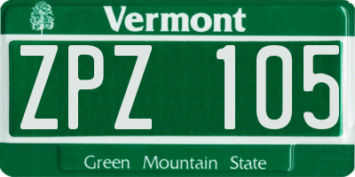 VT license plate ZPZ105