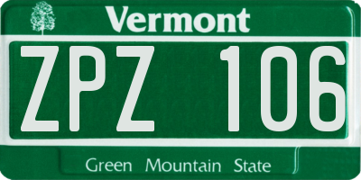 VT license plate ZPZ106