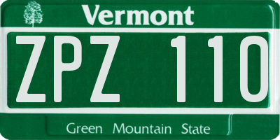 VT license plate ZPZ110