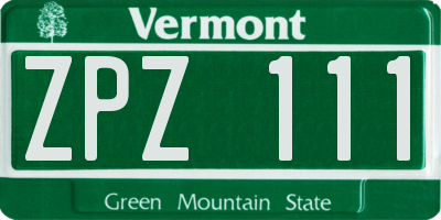 VT license plate ZPZ111