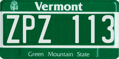 VT license plate ZPZ113