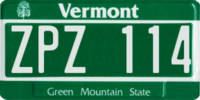 VT license plate ZPZ114