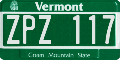 VT license plate ZPZ117