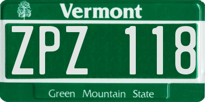 VT license plate ZPZ118