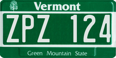 VT license plate ZPZ124