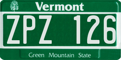VT license plate ZPZ126