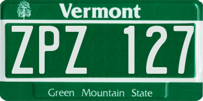 VT license plate ZPZ127