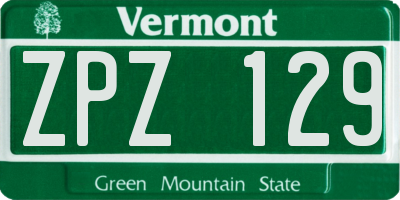VT license plate ZPZ129