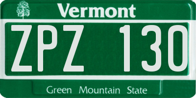 VT license plate ZPZ130