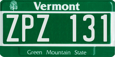 VT license plate ZPZ131