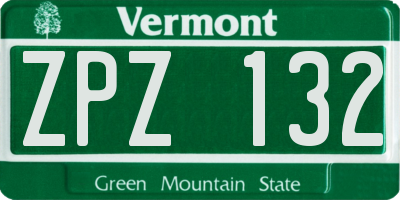VT license plate ZPZ132