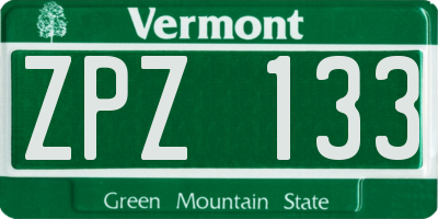 VT license plate ZPZ133