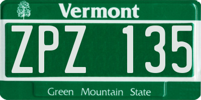 VT license plate ZPZ135