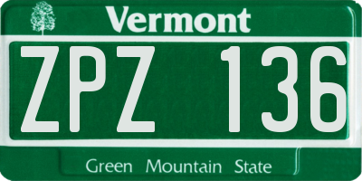 VT license plate ZPZ136