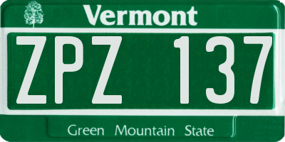 VT license plate ZPZ137