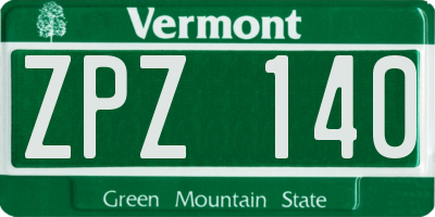 VT license plate ZPZ140